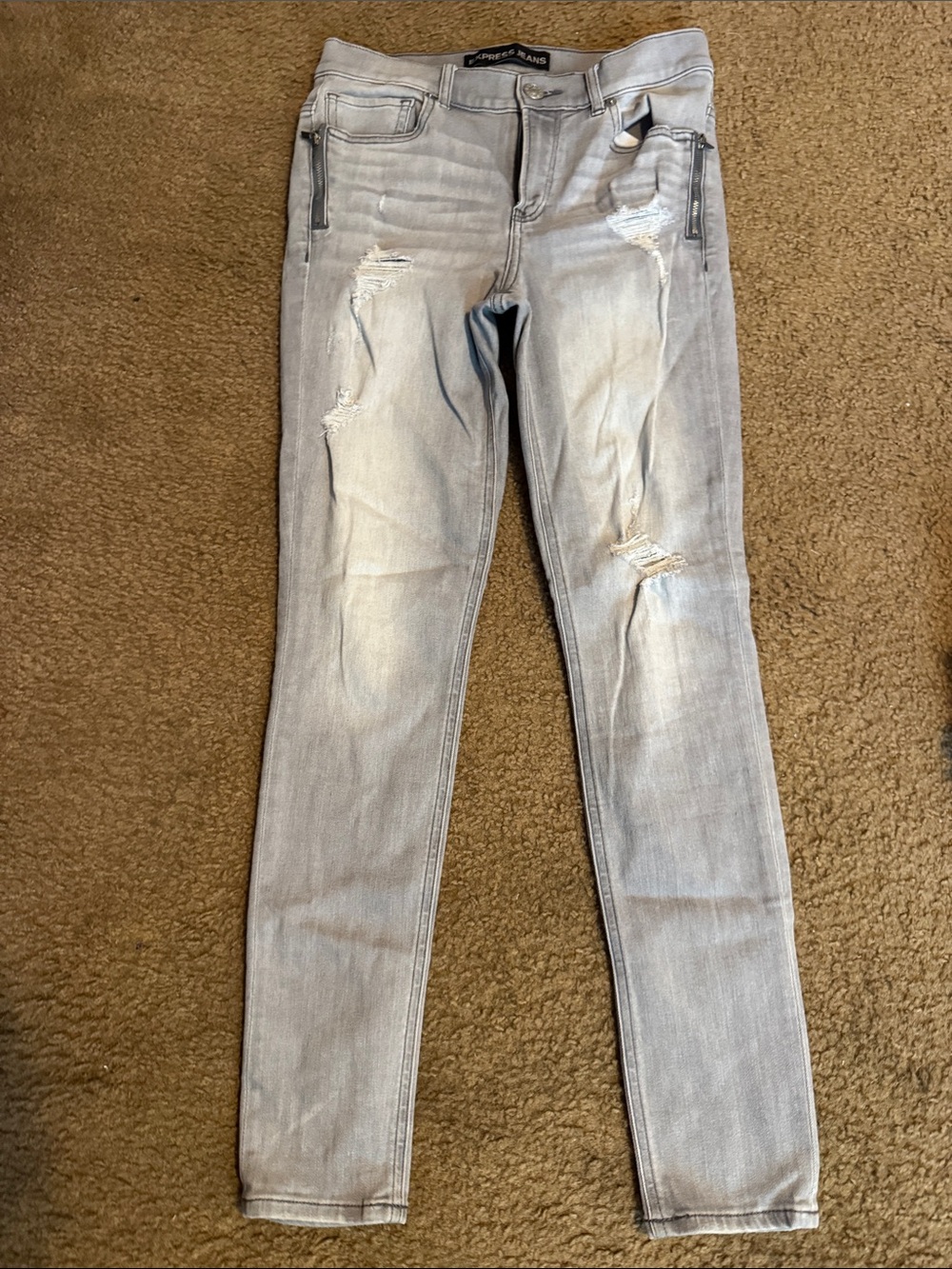 Express Distressed Light Gray Women’s Legging  Jeans